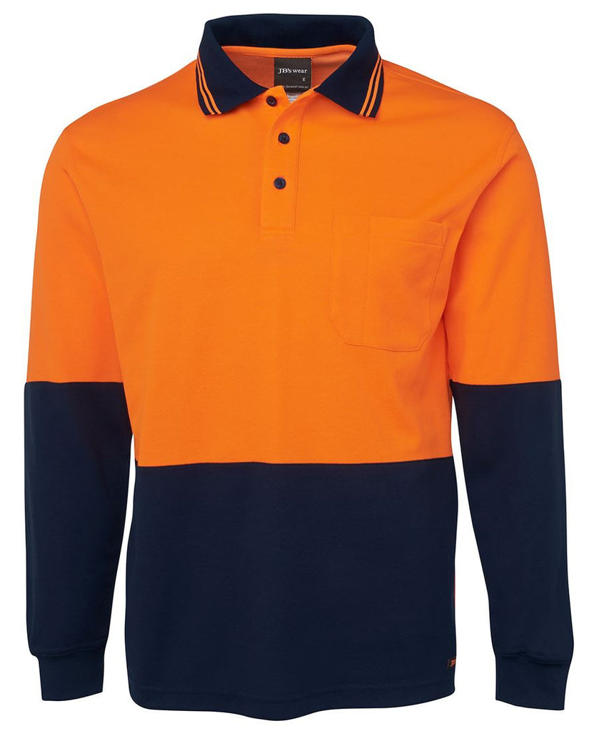 Jb's Hi Vis Long Sleeve Cotton Back Polo - Adults (6HPL)