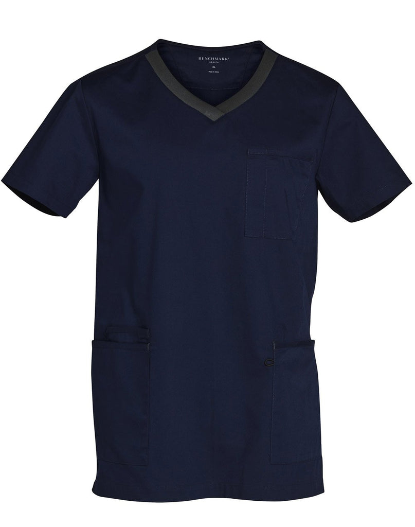 Wining Spirit  Mens V-neck Contrast Trim Scrub Top (M7650 )