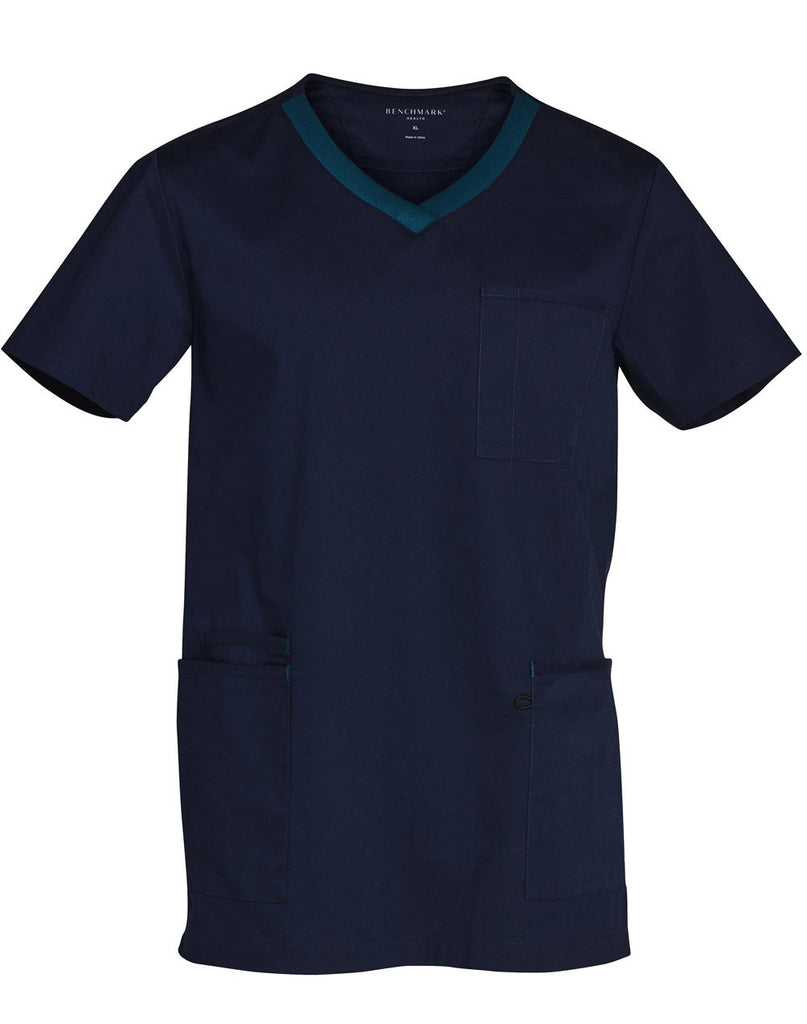 Wining Spirit  Mens V-neck Contrast Trim Scrub Top (M7650 )