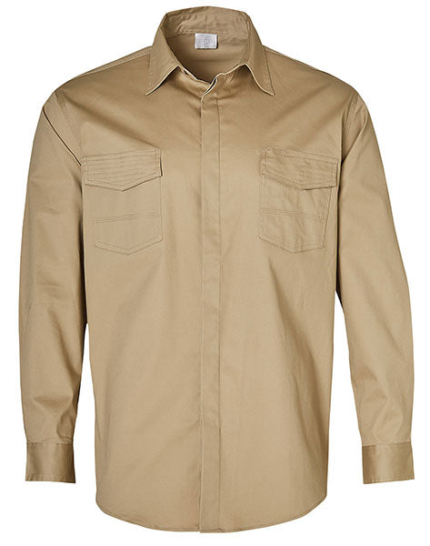 Winning Spirit Mens Stretch Work Shirt With 2 Front Flap Pockets (WT10)