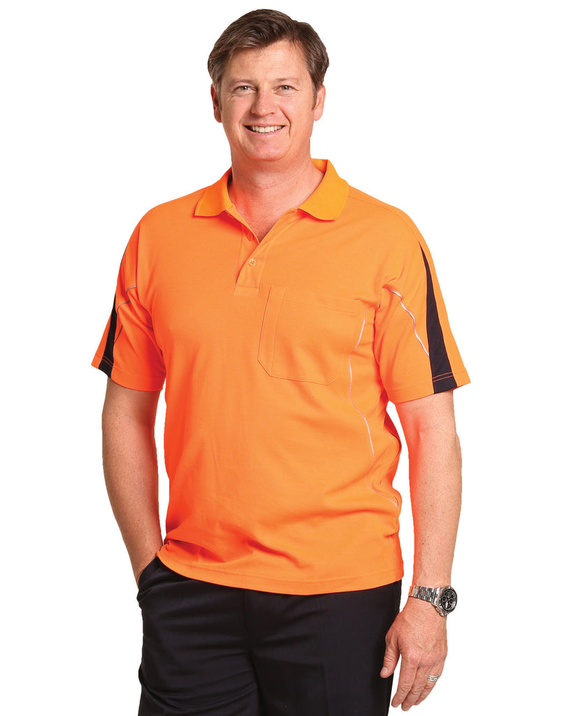 Winning Spirit Men's Hi-Vis Legend Short Polo with Reflective Piping (SW25A)